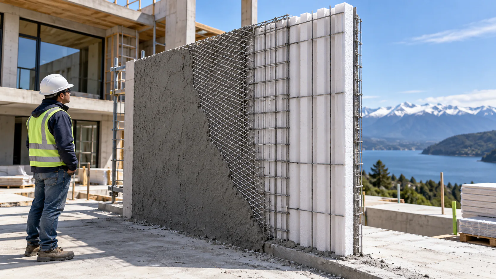 Panel Muro Ondulado Monoplac con núcleo de EPS y mallas de acero