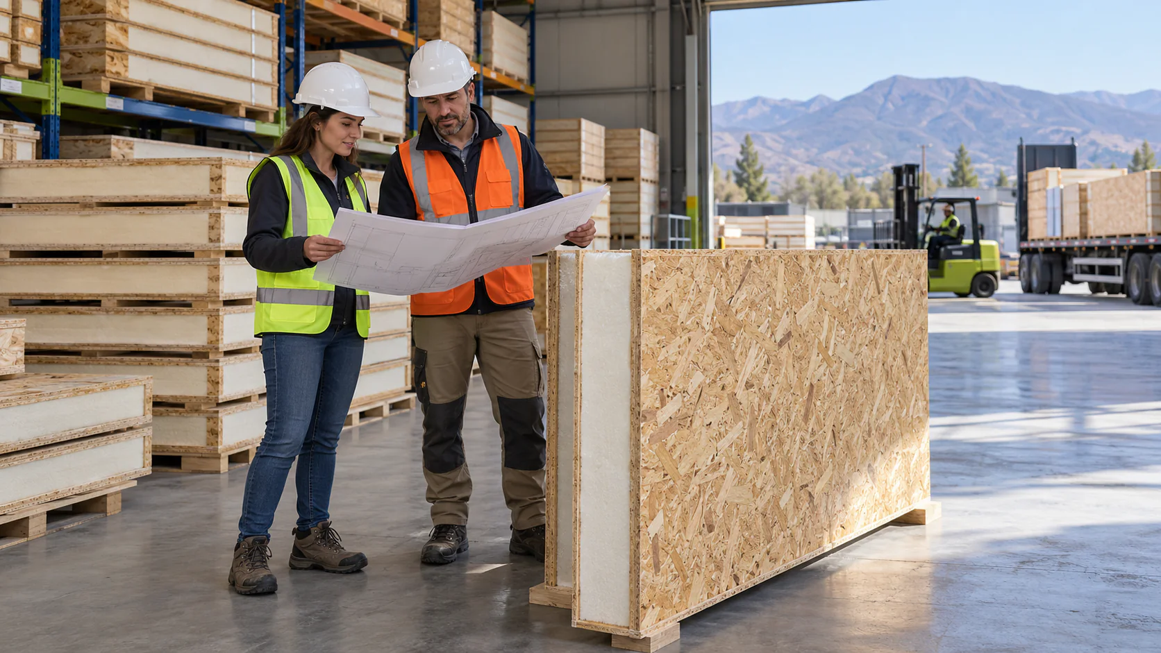 Paneles SIP Monoplac preparados para un proyecto de construcción